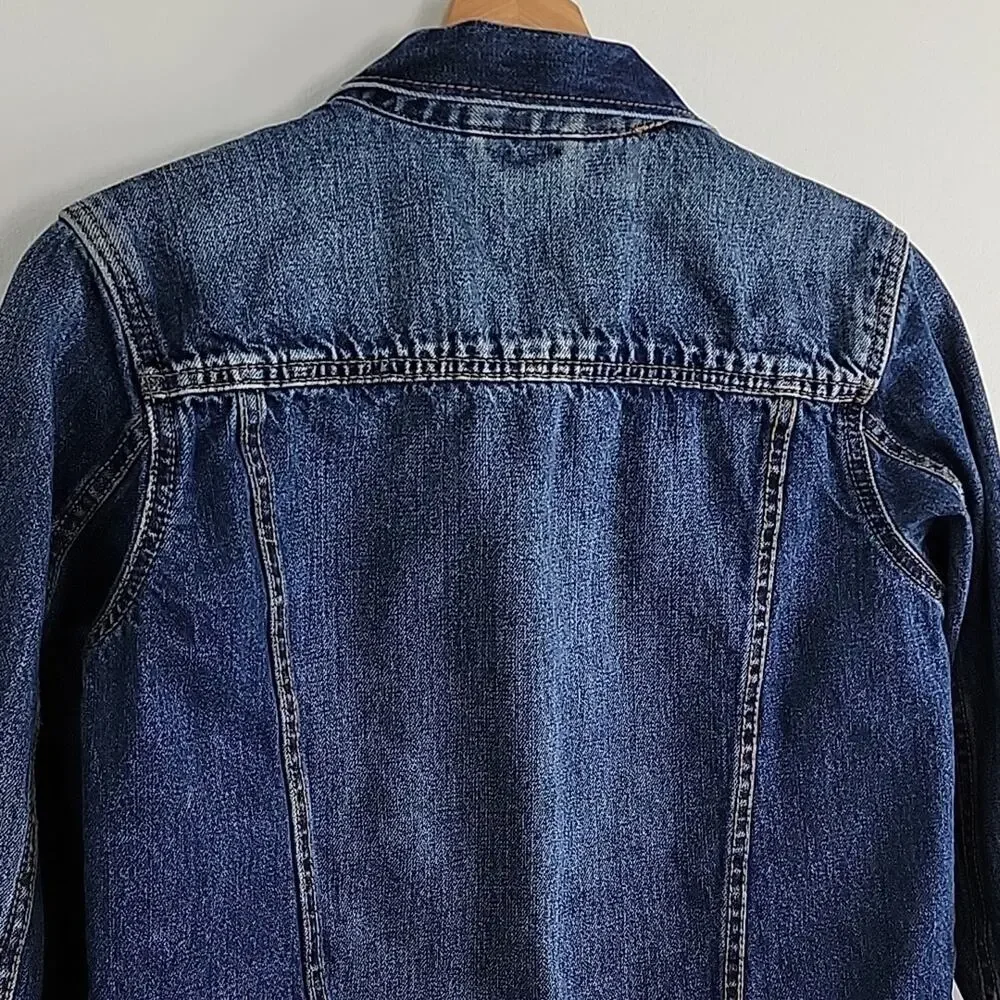 Gap Denim Kids Blue Distressed Jean‎ Button-Up Jacket Size Large (10-11)